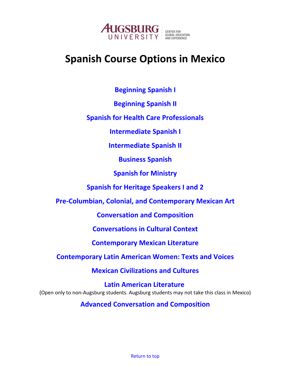 Spanish Course Options in Mexico
