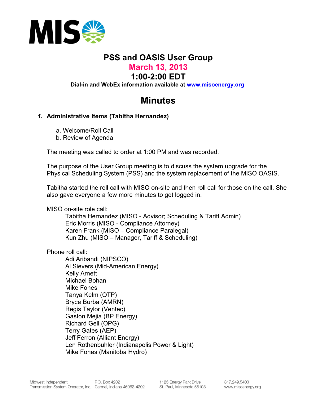 PSS and OASIS User Group