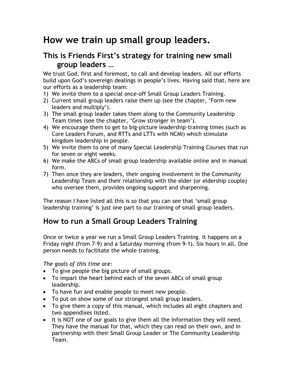 How We Train up Small Group Leaders