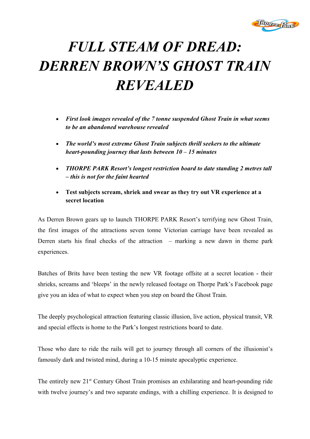Full Steam of Dread: Derren Brown S Ghost Train Revealed