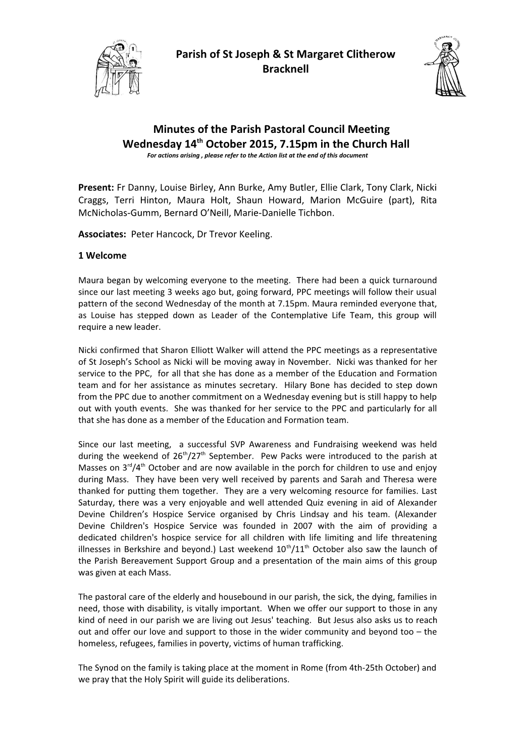 Minutes of the Parish Pastoral Council Meeting