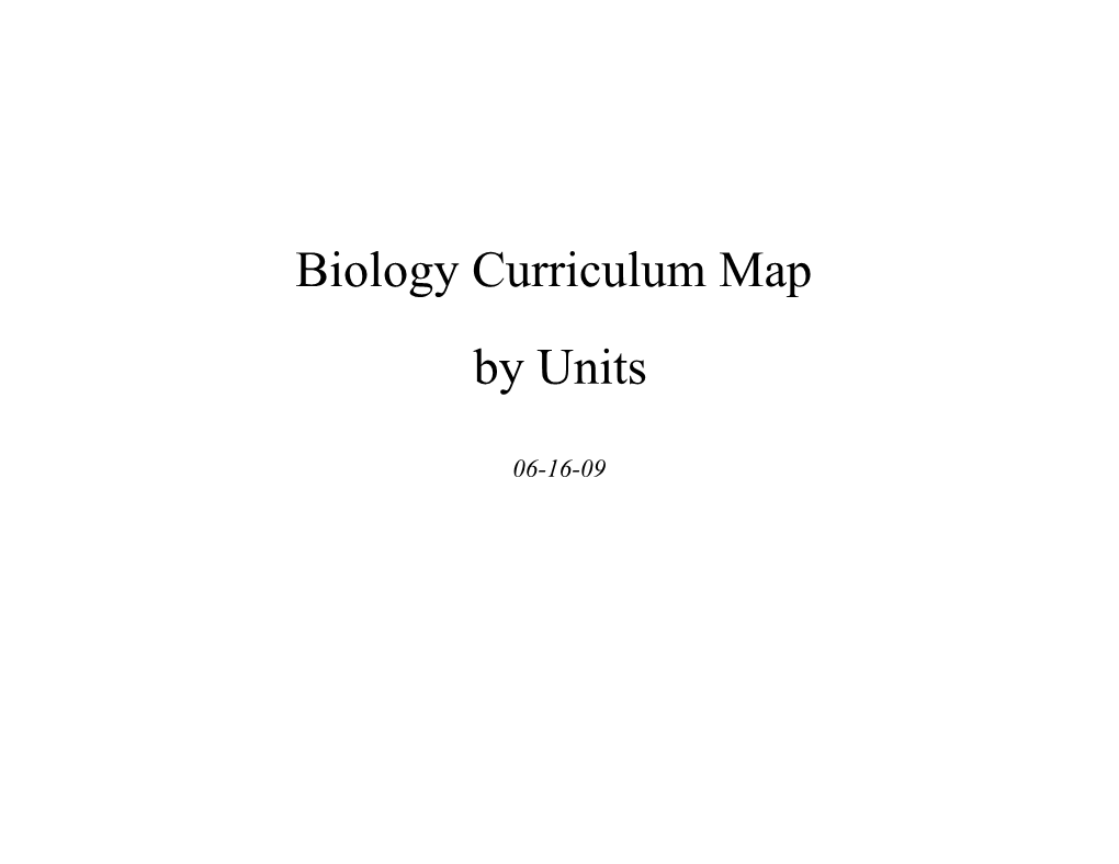 Life Science Curriculum Map