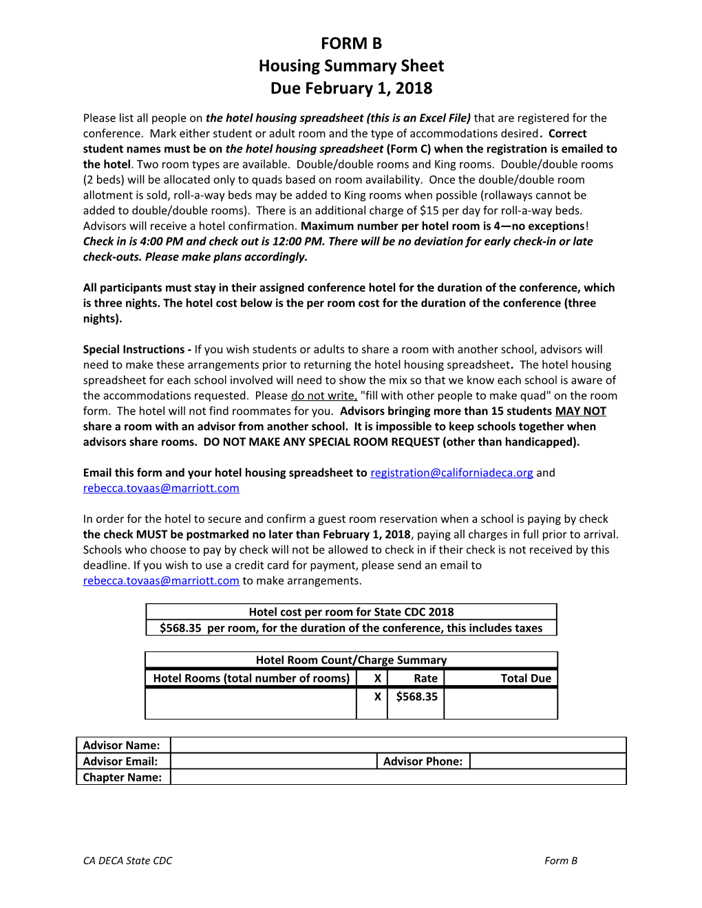 Housing Summary Sheet