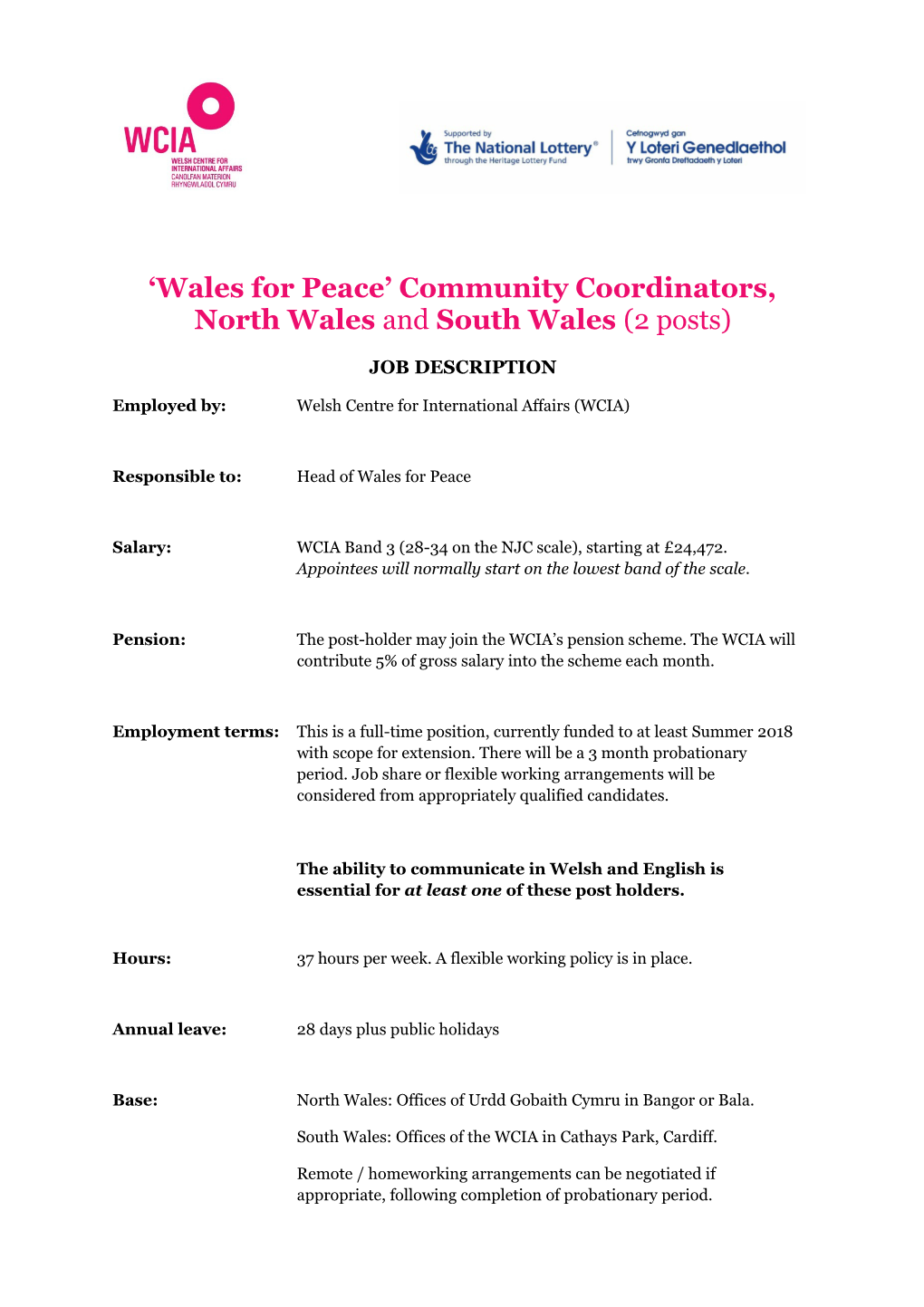 Wales for Peace Community Coordinators