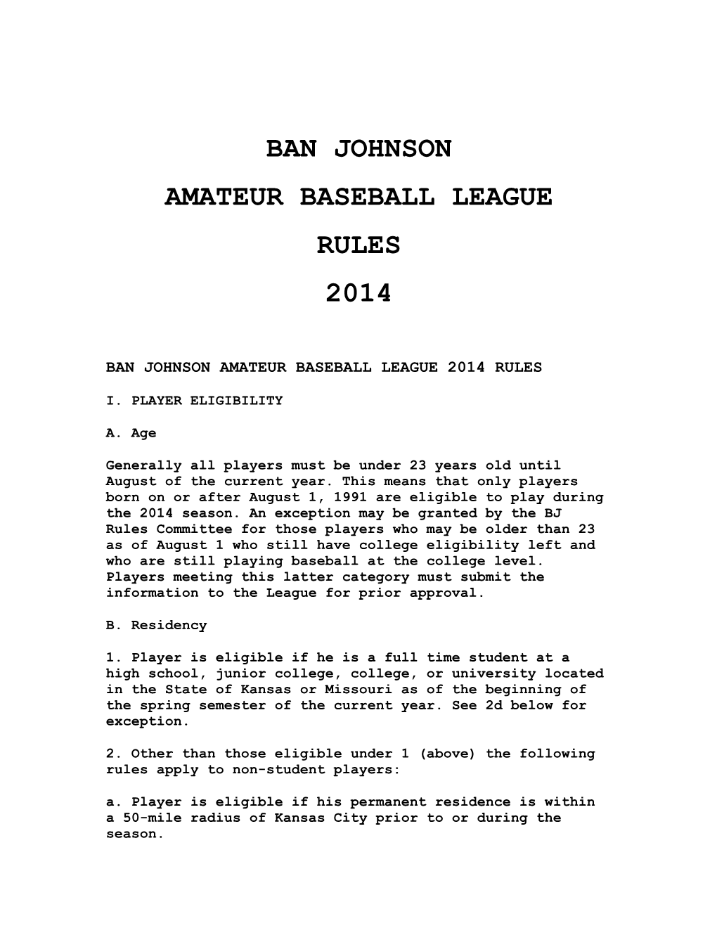 Ban Johnson Amateur Baseball League