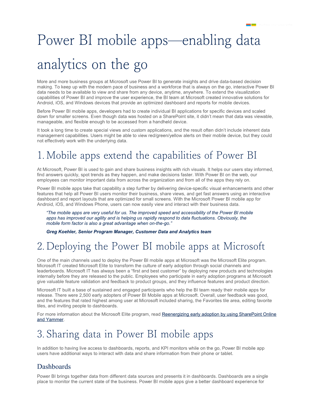 Power BI Mobile Apps Enabling Data Analytics on the Go