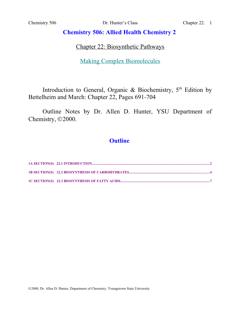 Chapter 22: Biosynthetic Pathways