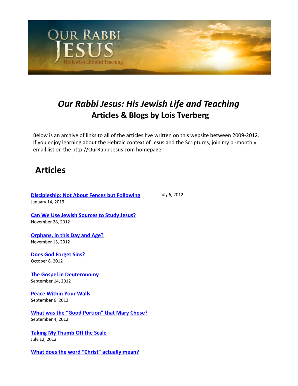 Our Rabbi Jesus: His Jewish Life and Teaching