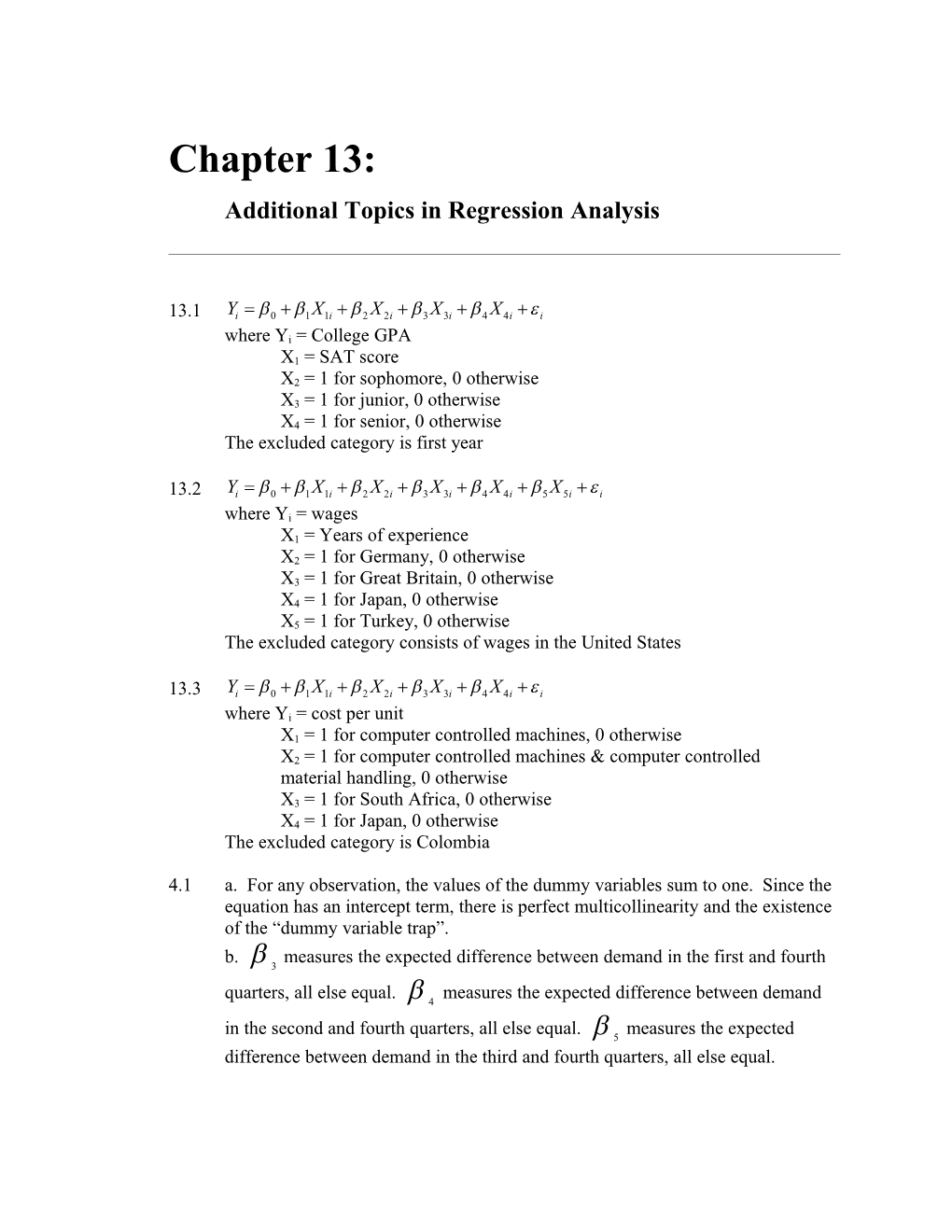 Additional Topics in Regression Analysis