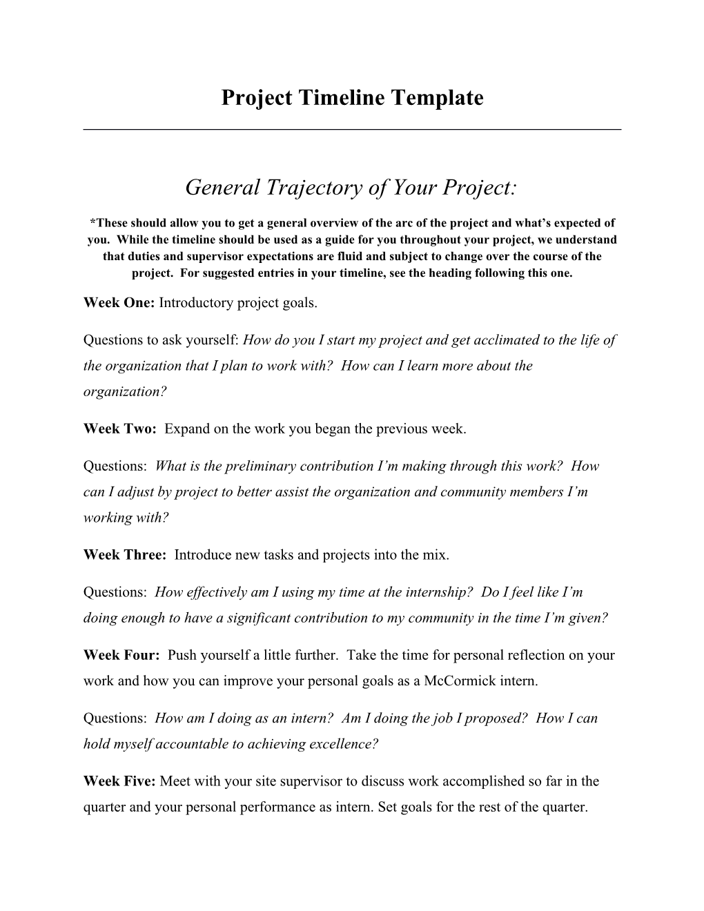 Project Timeline Template