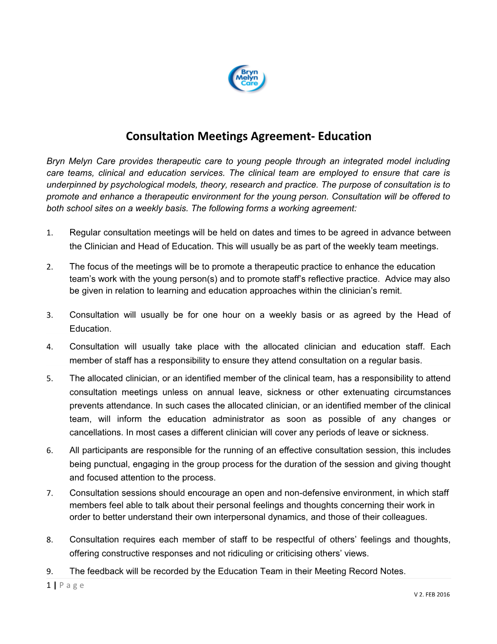 Consultation Meetings Agreement- Education