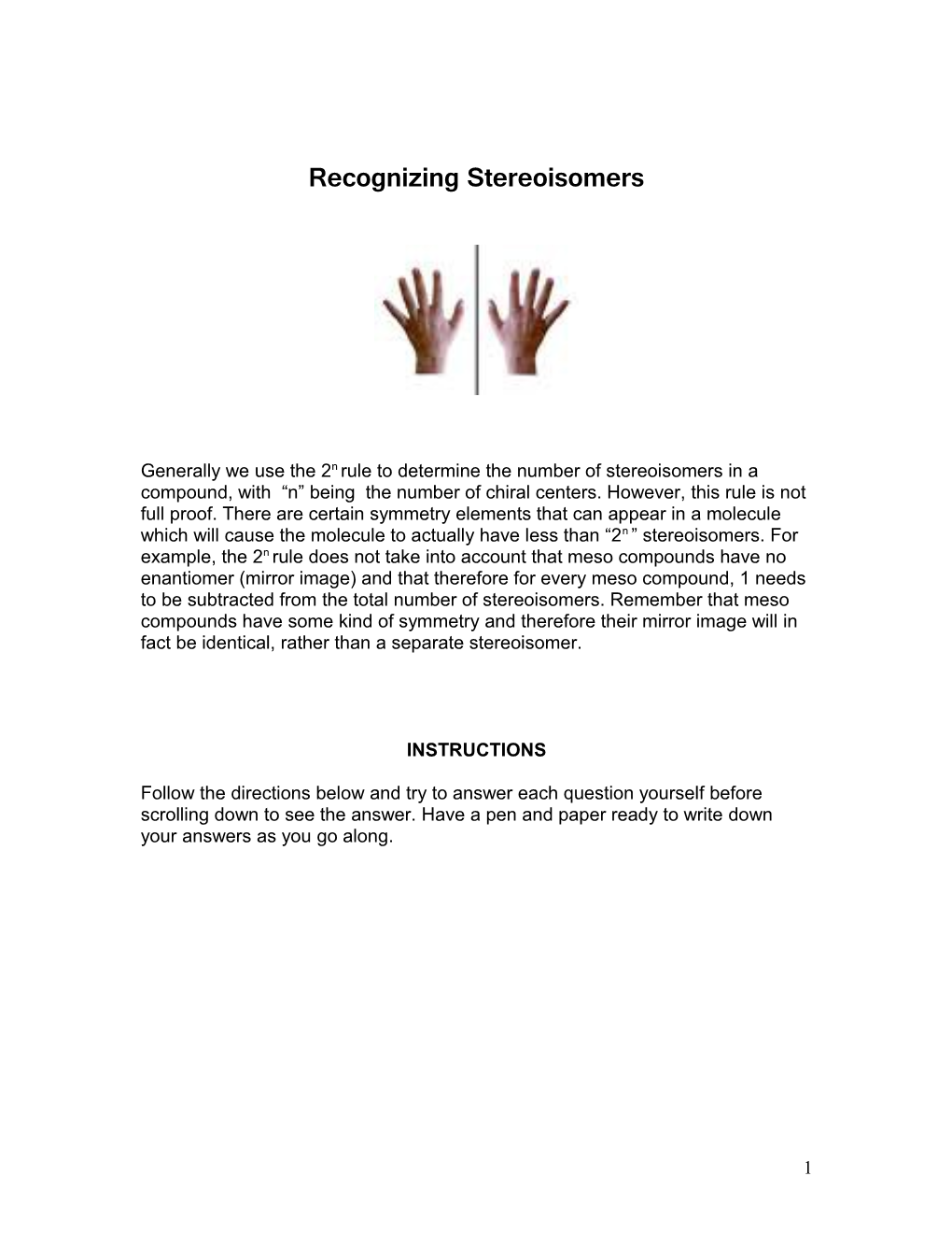 Recognizing Stereoisomers