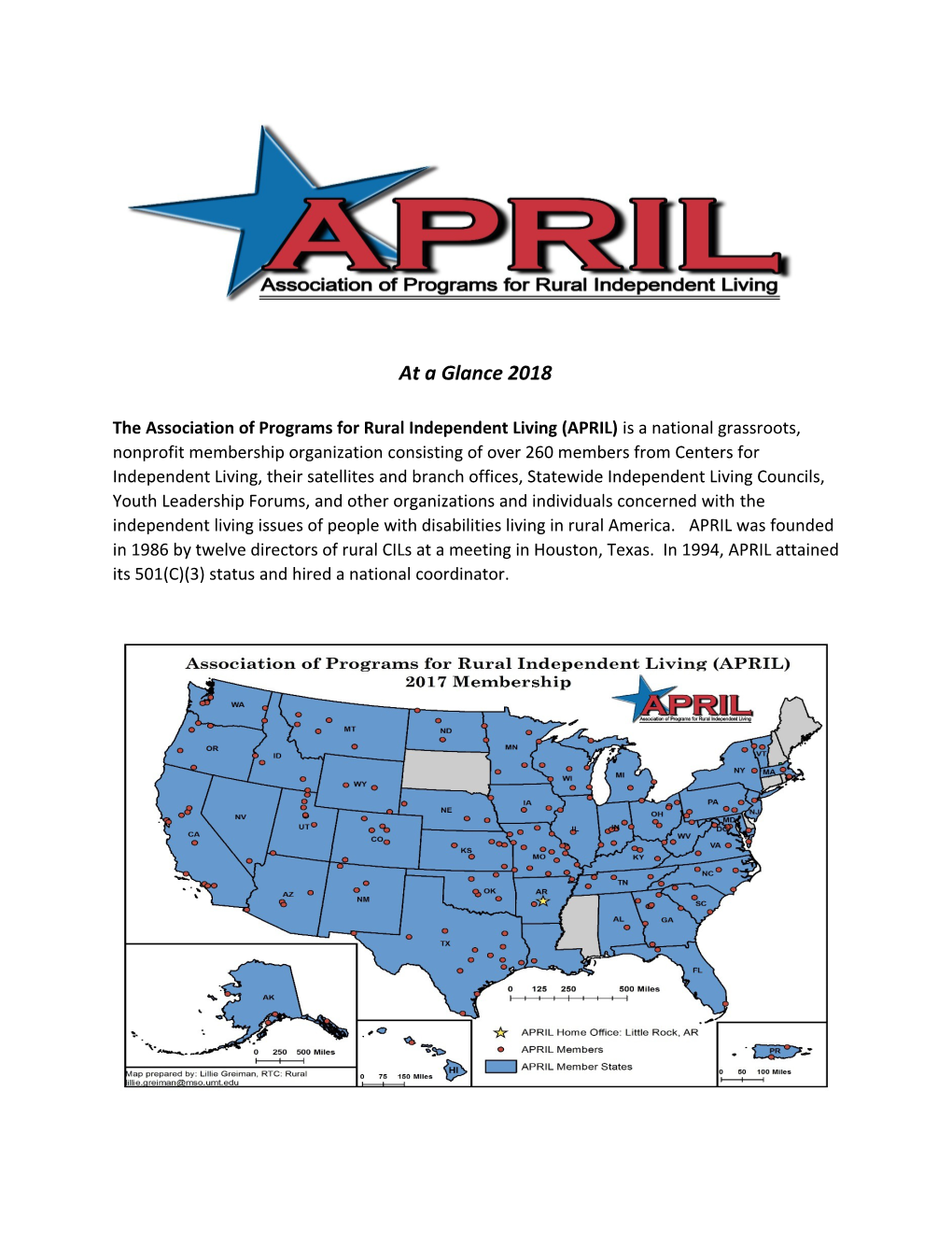 The Association of Programs for Rural Independent Living (APRIL) Is a National Grassroots