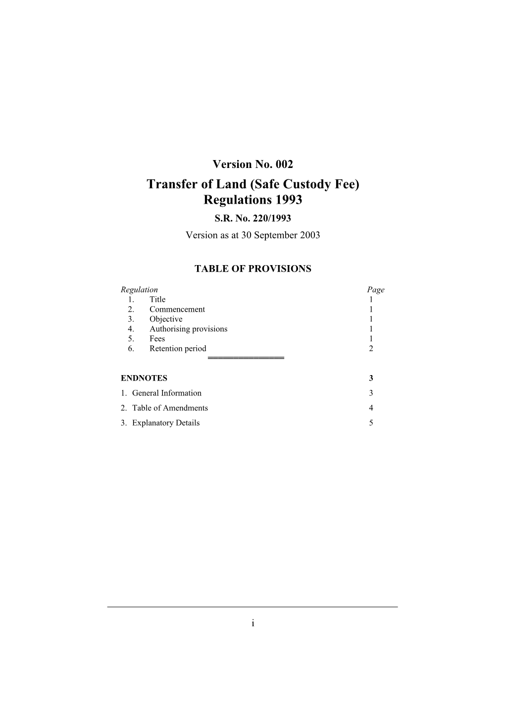 Transfer of Land (Safe Custody Fee) Regulations 1993