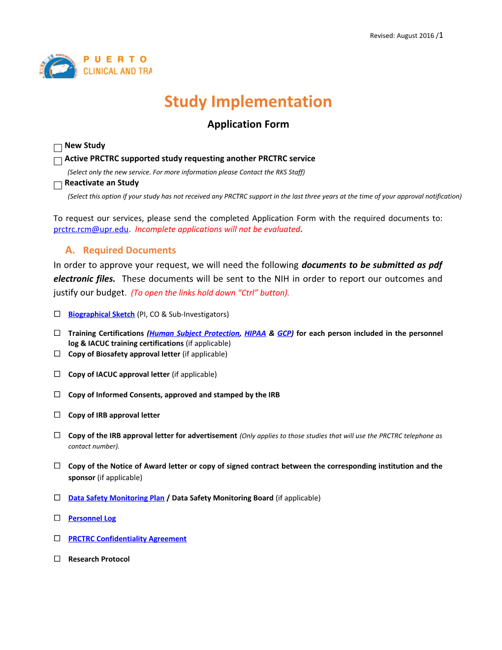 Study Implementation