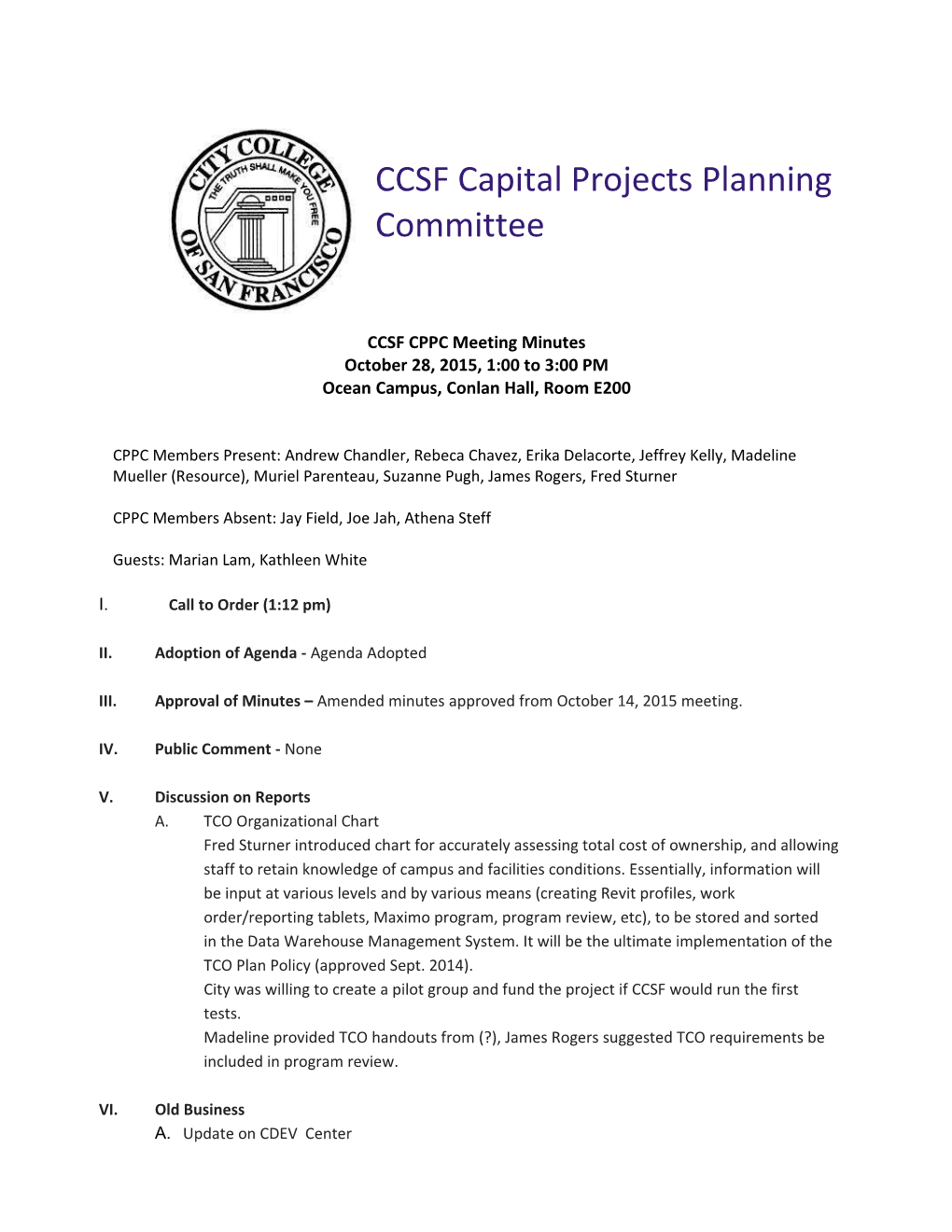 CCSF CPPC Meeting Minutes