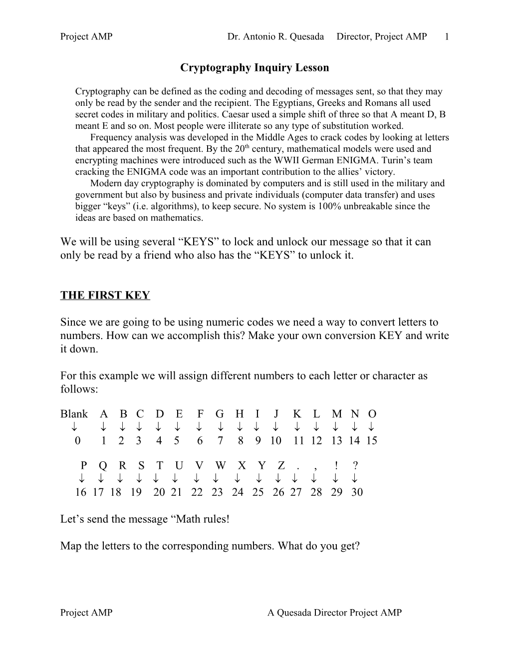 Cryptography Inquiry Lesson