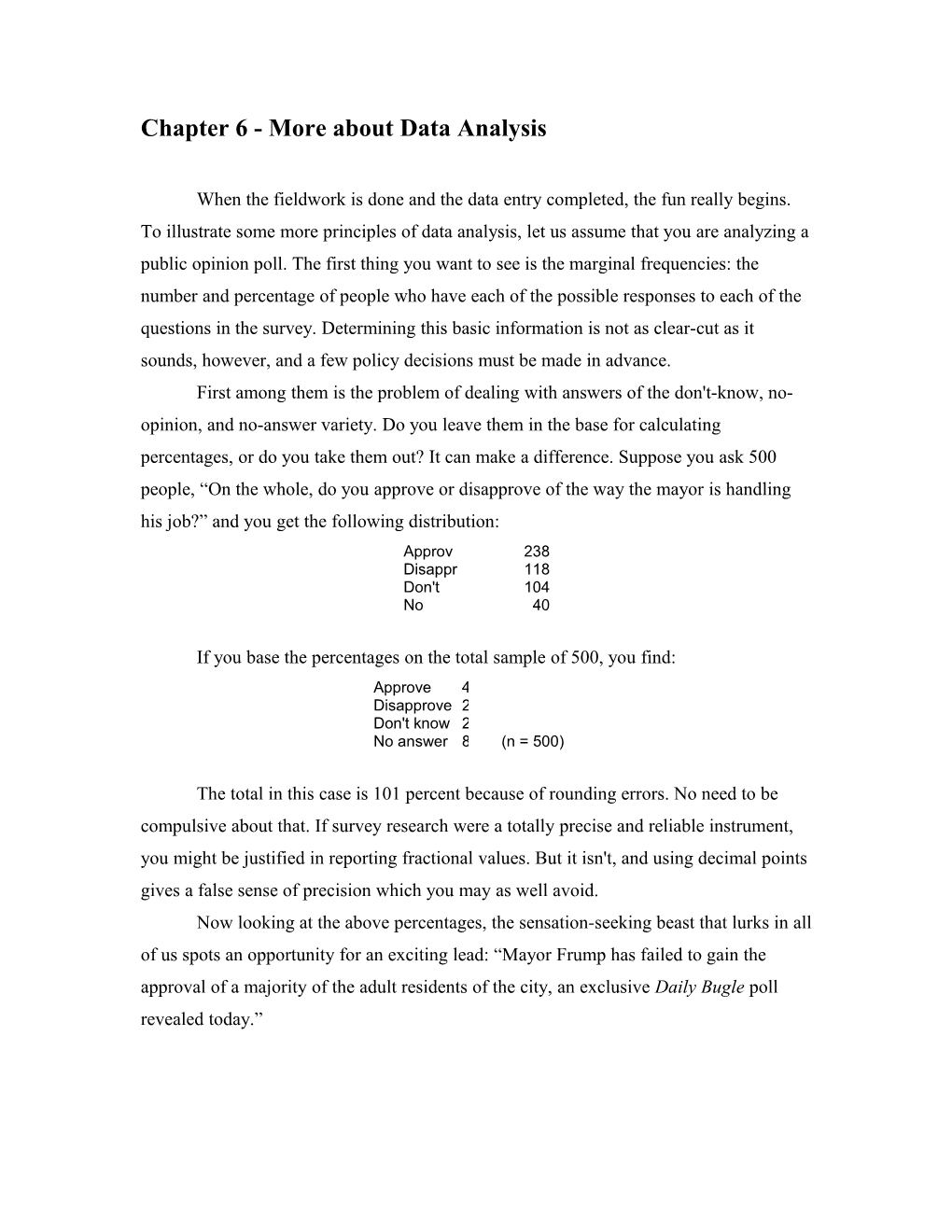 Chapter 6 - More About Data Analysis