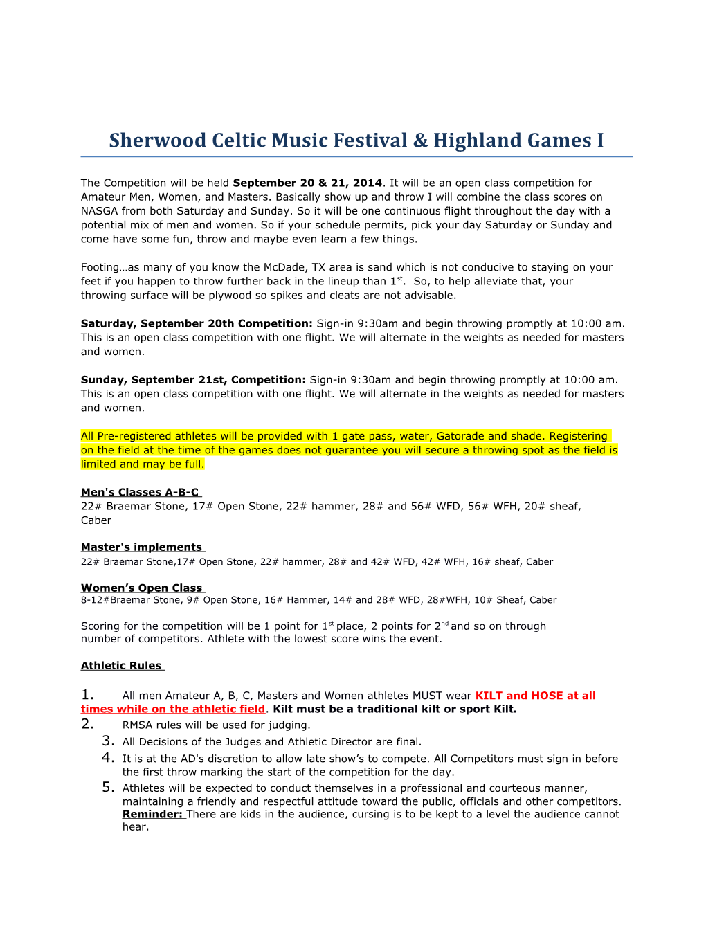 Sherwood Celtic Music Festival & Highland Games I