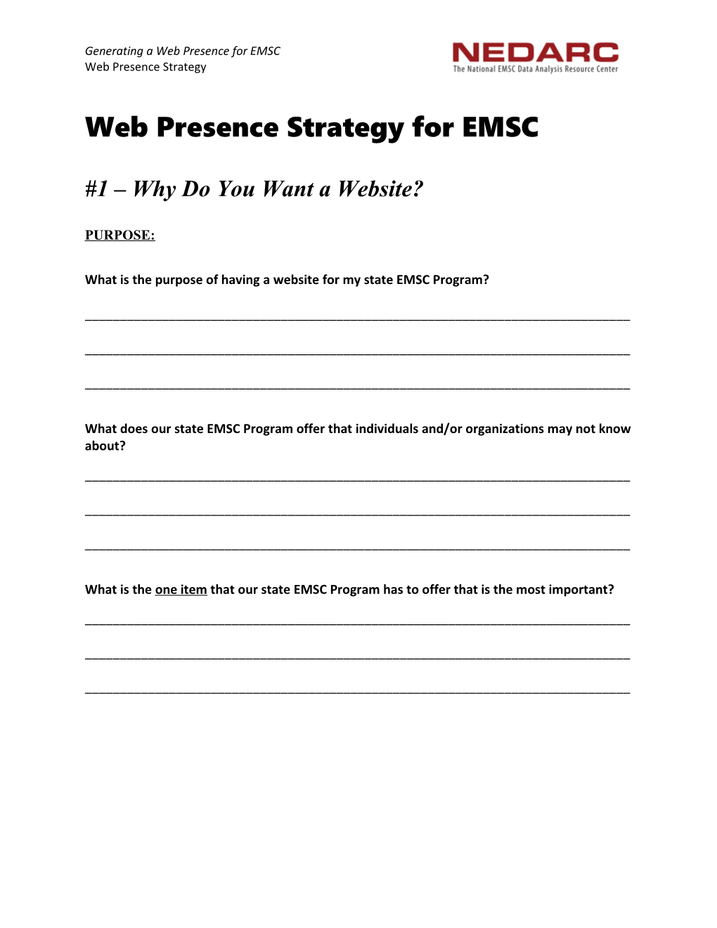 Web Presence Strategy for EMSC