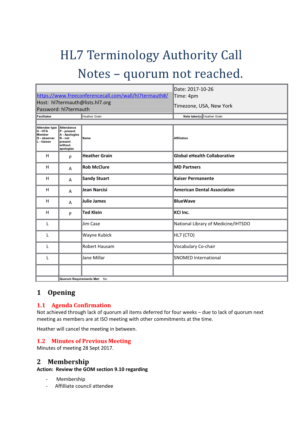 Notes Quorum Not Reached