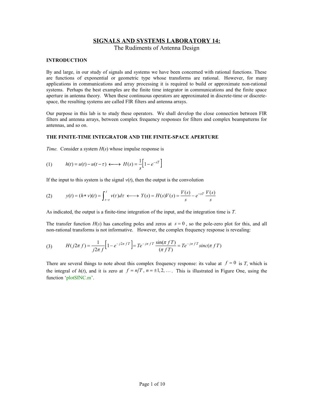 Linear Systems Laboratory 10