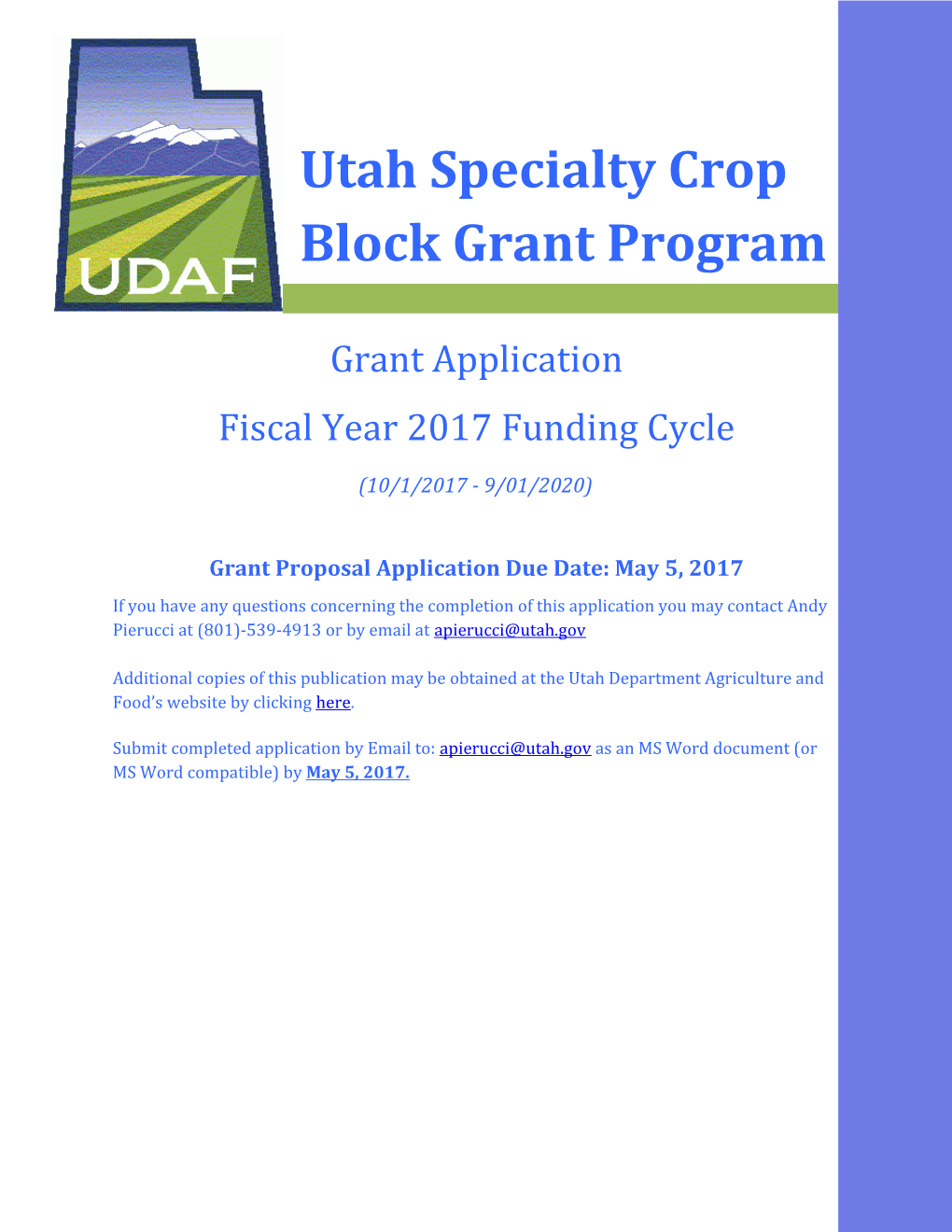 Utah Specialty Crop Block Grant Program