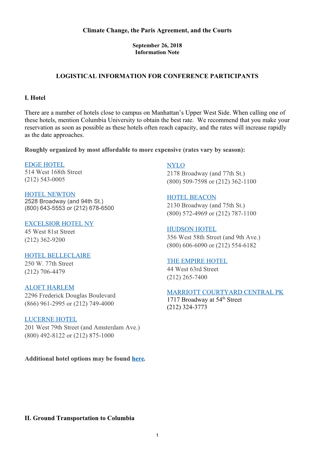 Logistical Information for Conference Speakers