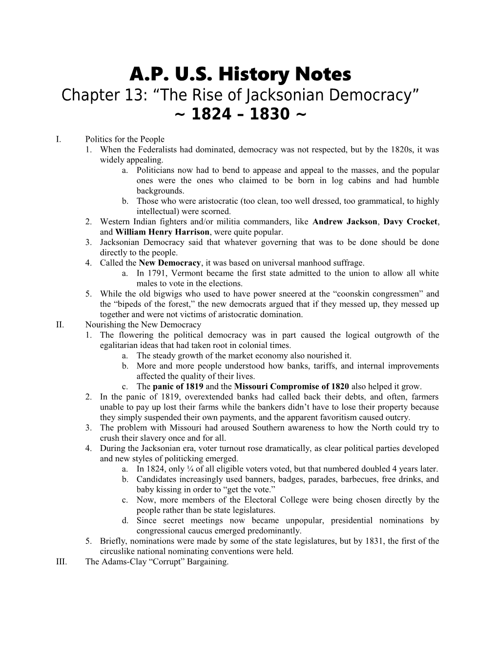 Chapter 13: the Rise of Jacksonian Democracy