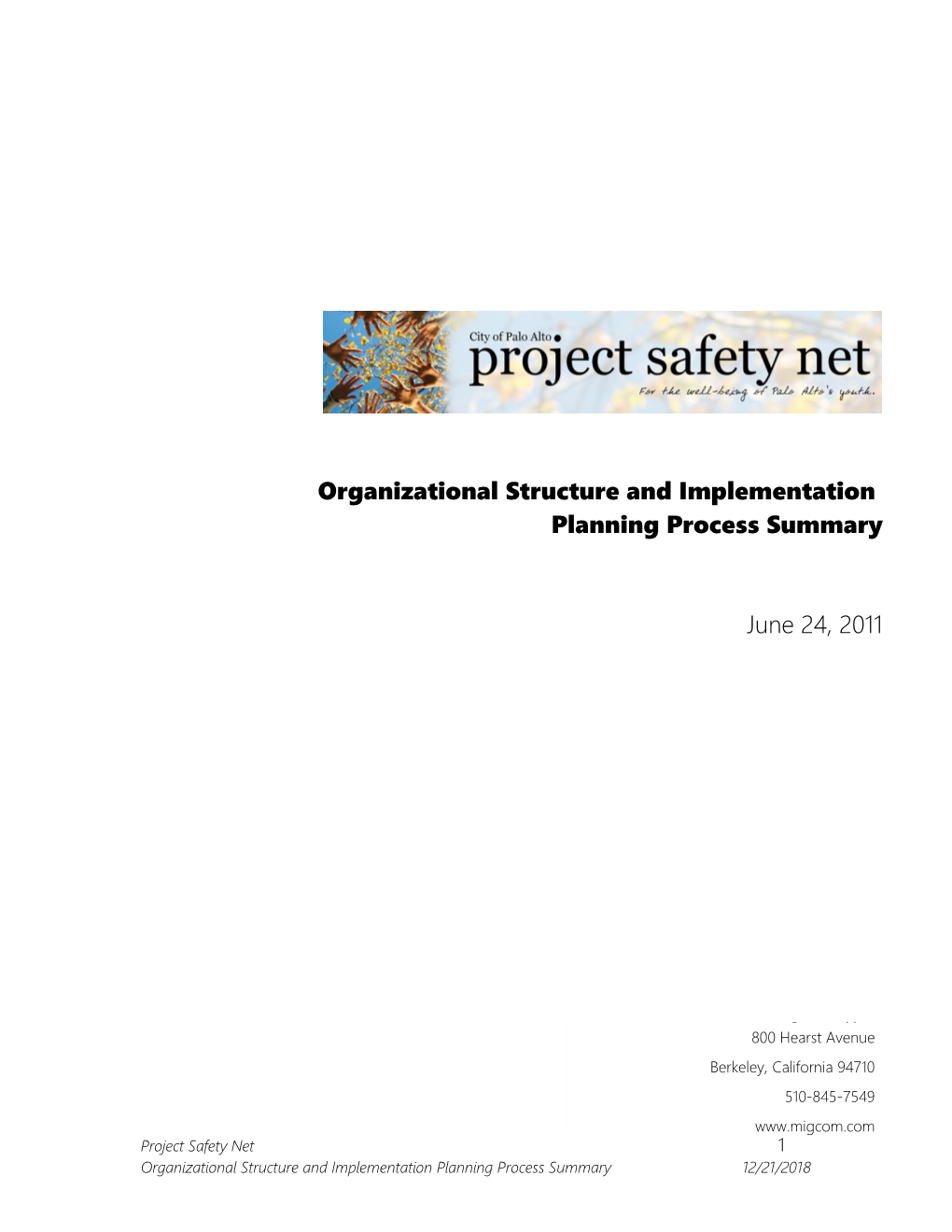 Project Safety Net Draft Blueprint Outline