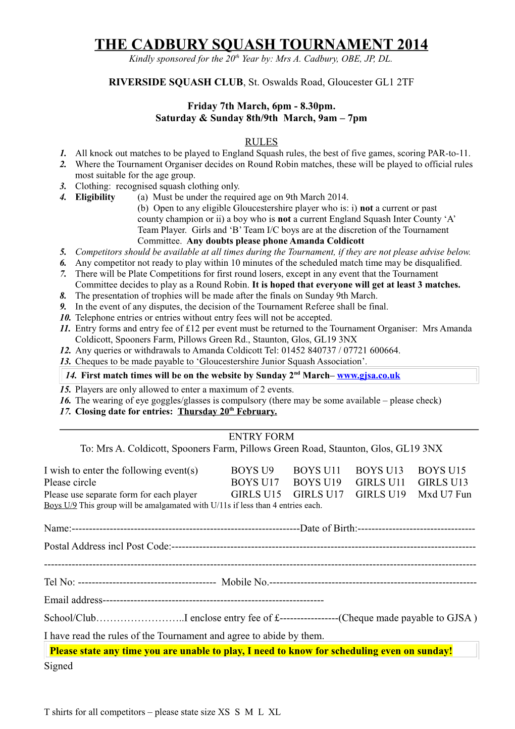 The Cadbury Squash Tournament 2008