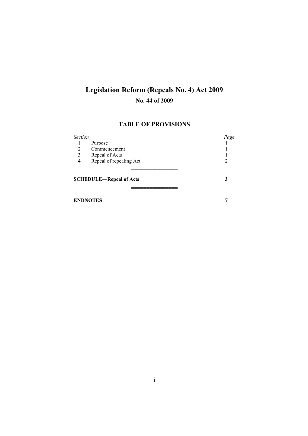 Legislation Reform (Repeals No. 4) Act 2009