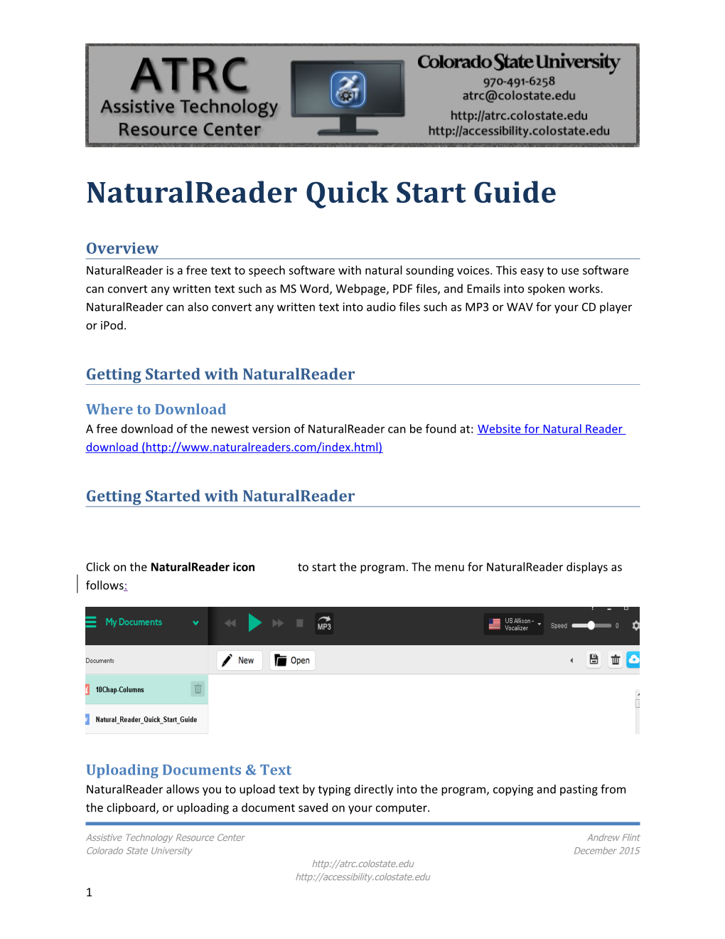 Naturalreader Quick Start Guide