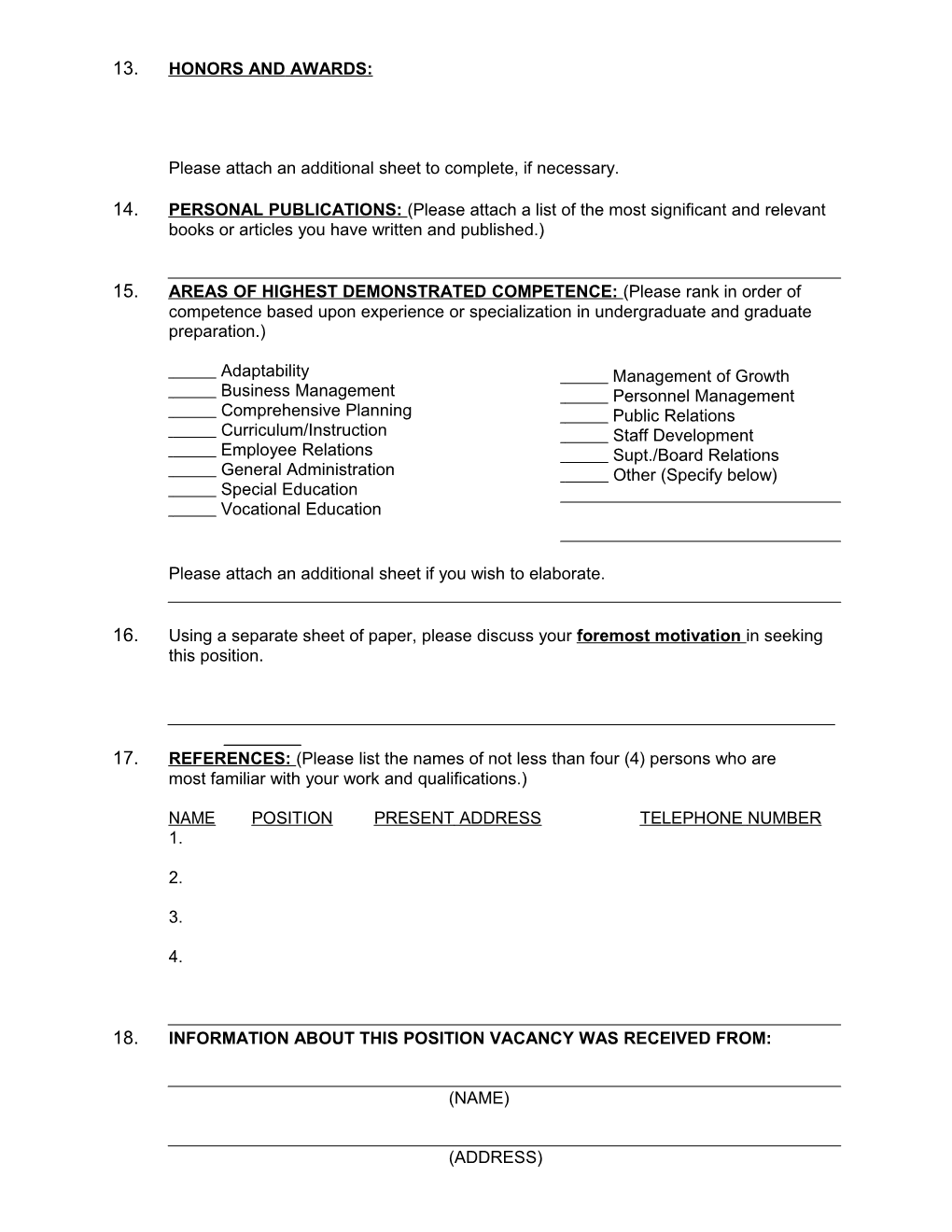 Application for the Position of Assistant Superintendent Ofschoolsking and Queen County