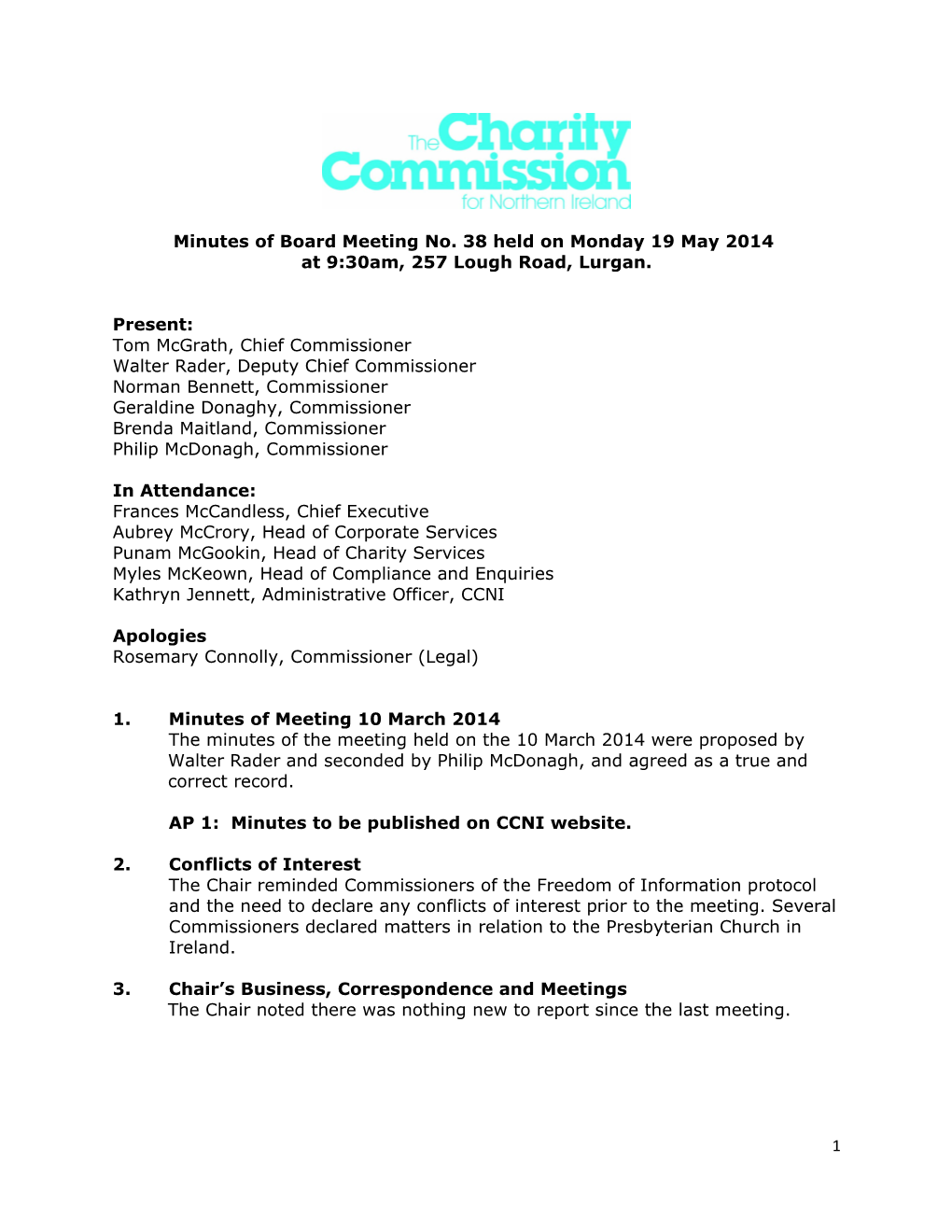 Minutes of Board Meeting No. 38 Held on Monday 19 May 2014