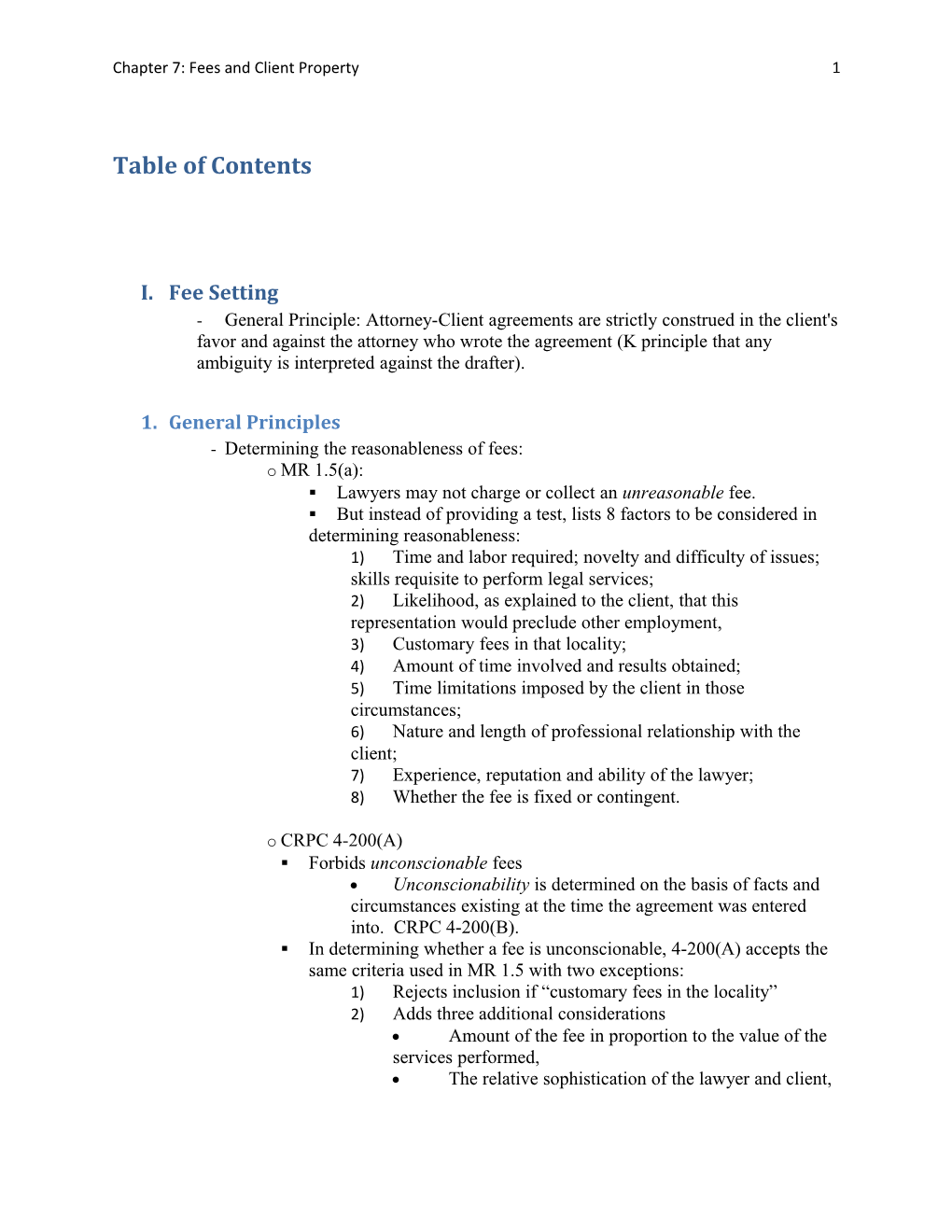 Chapter 7: Fees and Client Property1