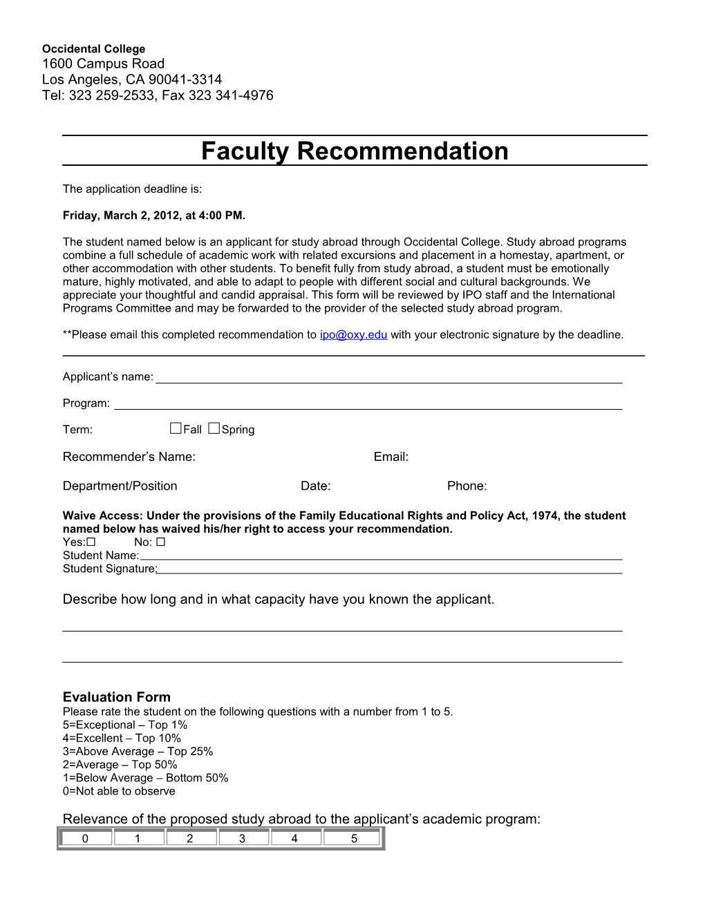 Faculty Recommendation 1 Part I