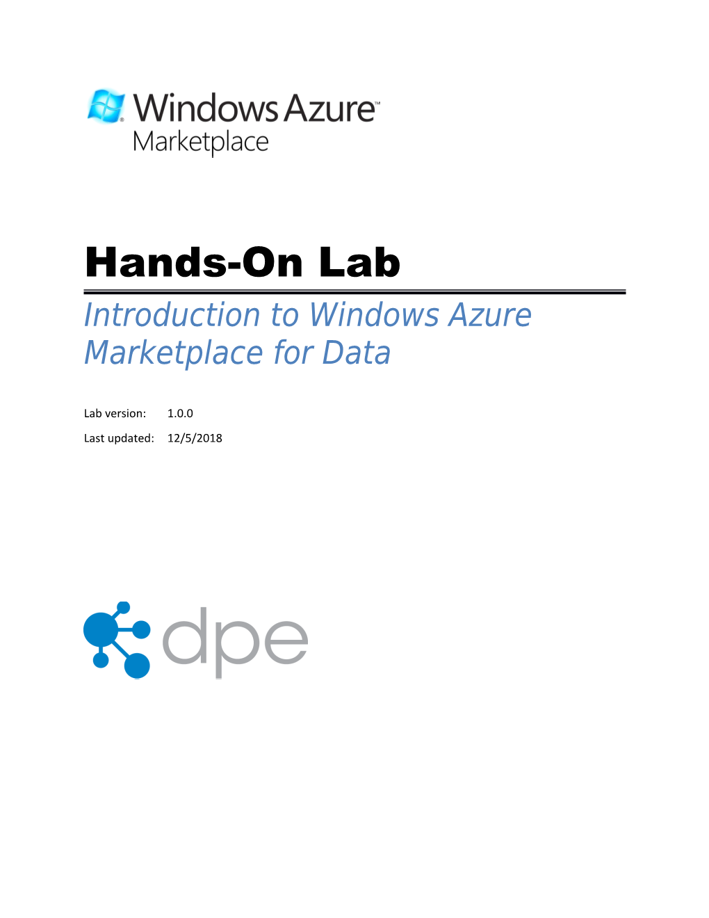 Introduction to Windows Azure Marketplace for Data