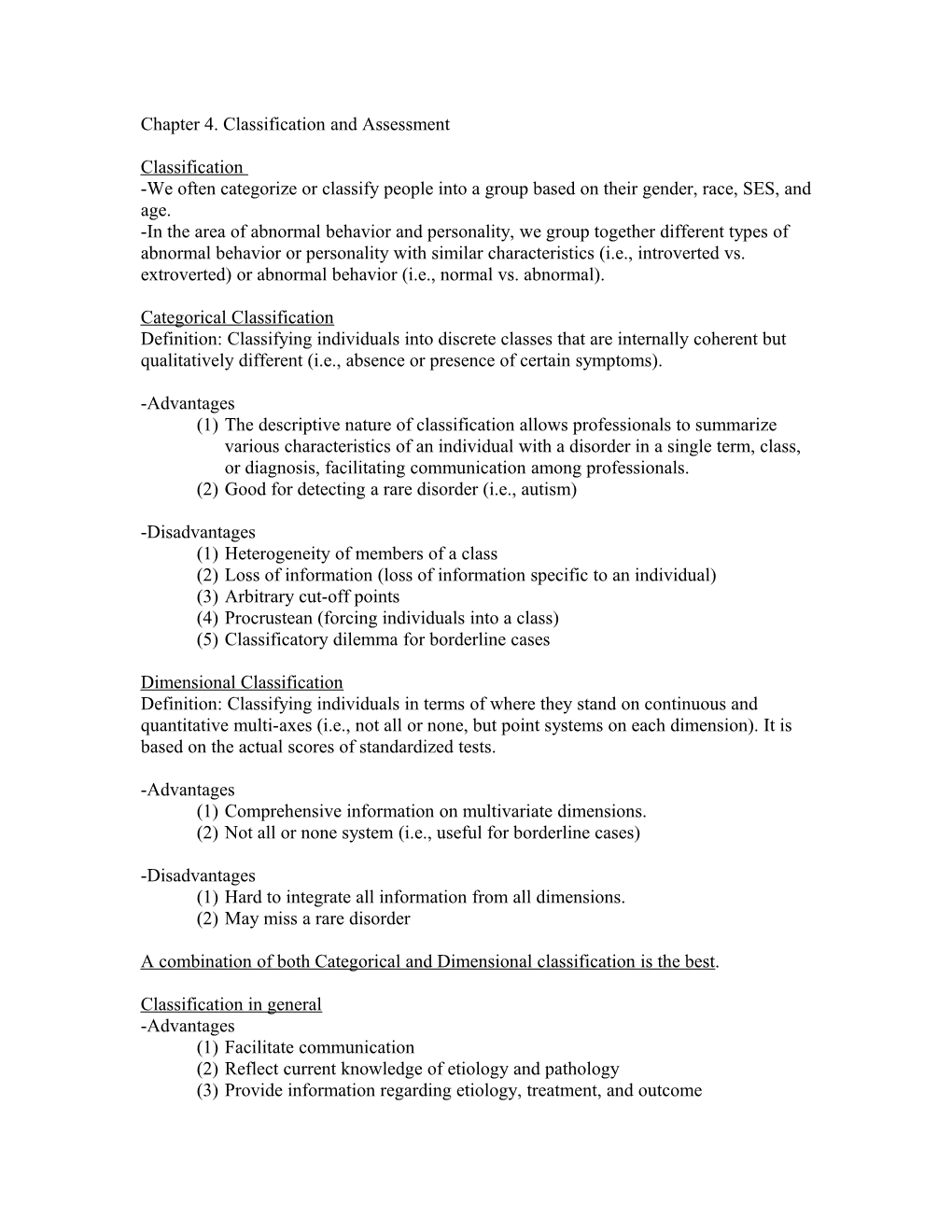 Chapter 4. Classification and Assessment