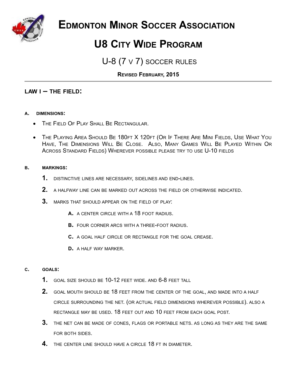 Modified Laws for U-10 Program