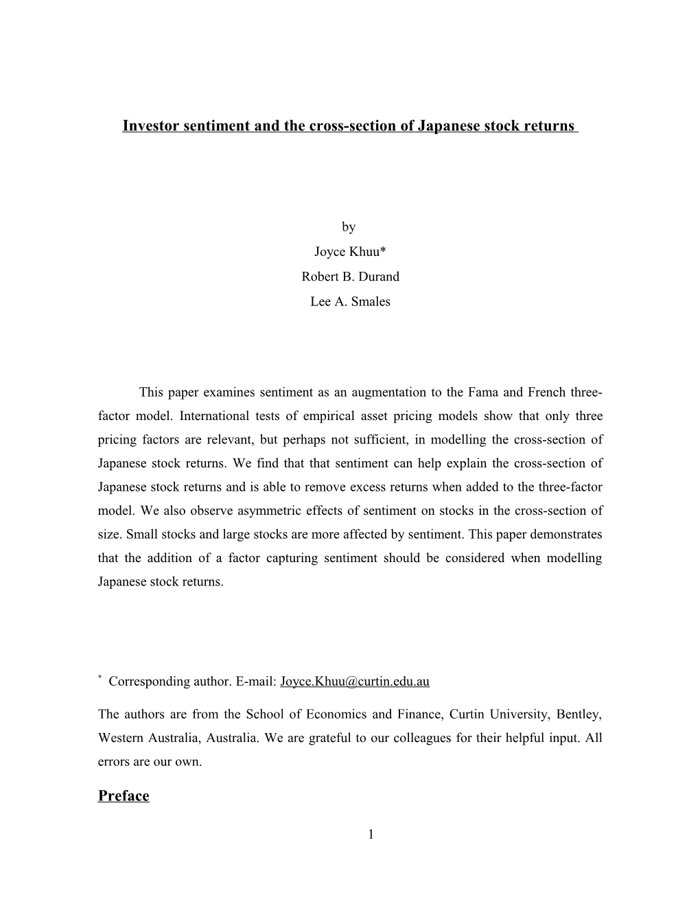 Investor Sentiment and the Cross-Section of Japanese Stock Returns