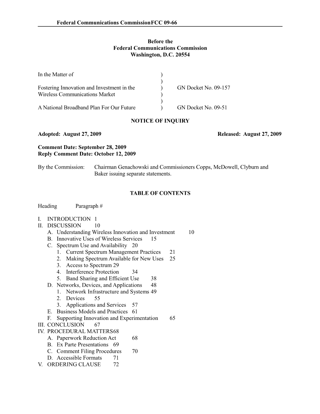 Federal Communications Commissionfcc 09-66