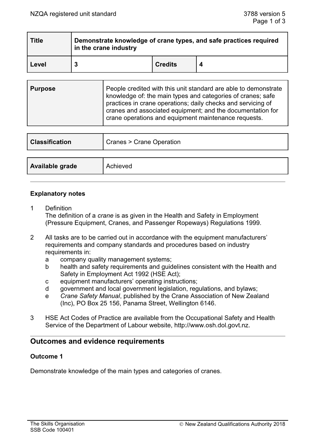 3788 Demonstrate Knowledge of Crane Types, and Safe Practices Required in the Crane Industry