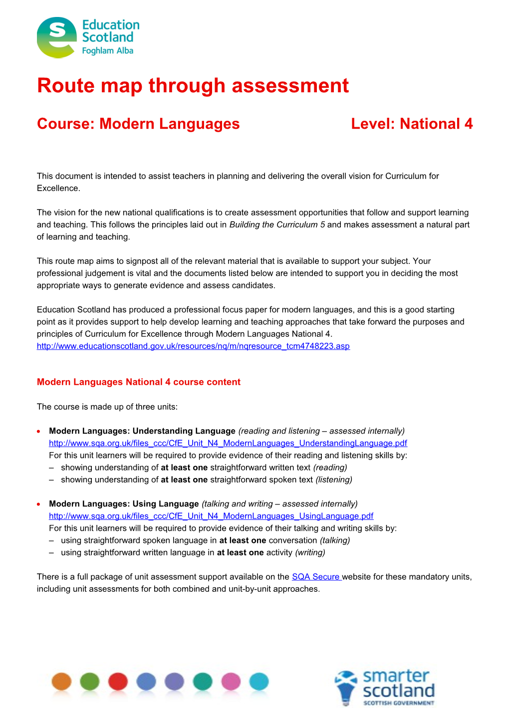 Modern Languages National 4 Route Map