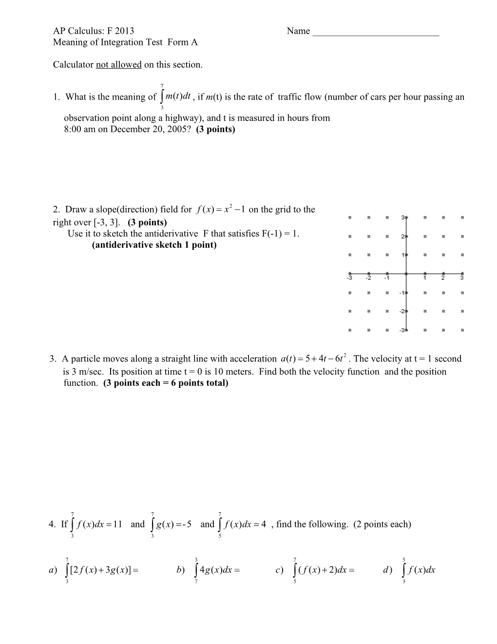 Meaning of Integration Test Form A