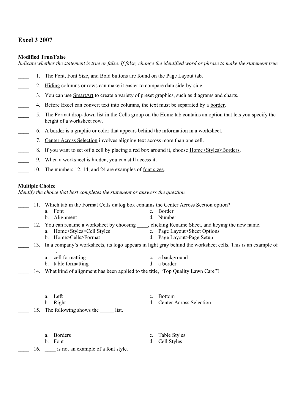 Modified True/False