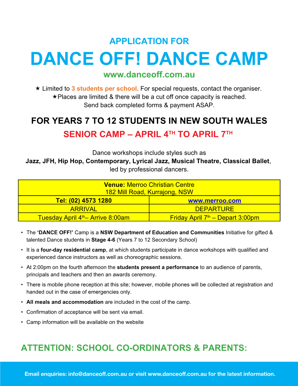 DANCE OFF! Dance Camp