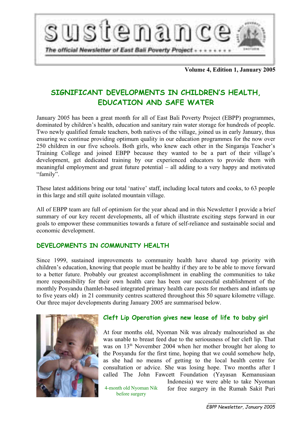 Significant Developments in Children S Health, Education and Safe Water