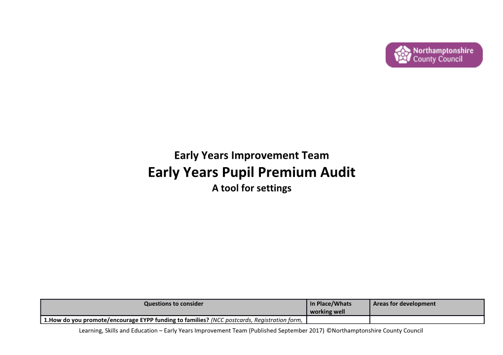 Deprivation Supplement Audit