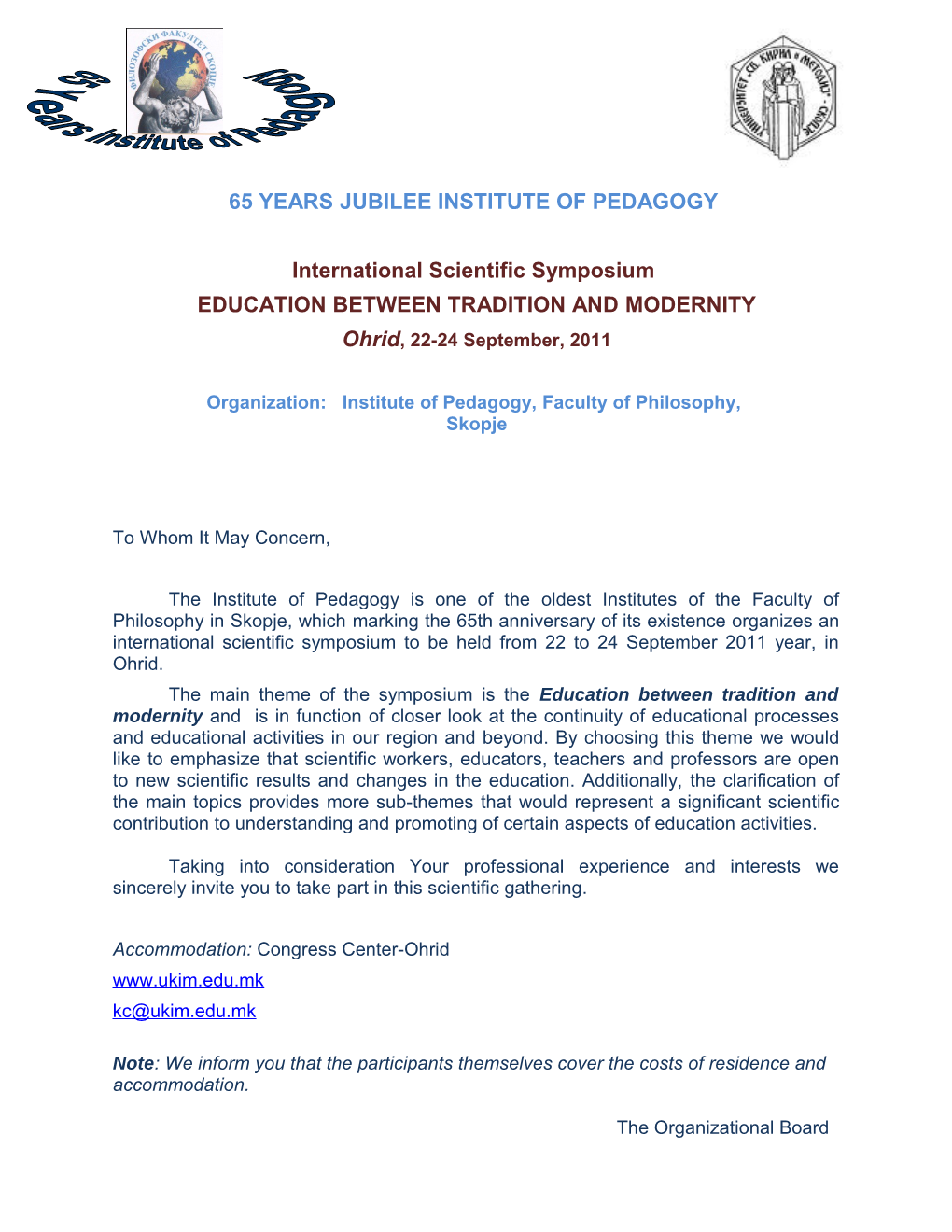 65 Years Jubilee Instituteof Pedagogy